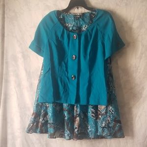Teal skirt suit